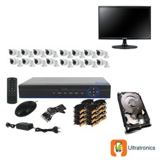 Special Offer! - Full HD AHD CCTV Kit - 16 Channel CCTV DIY camera system - 16 Bullet Cameras plus 500 GB Hard Drive and Monitor