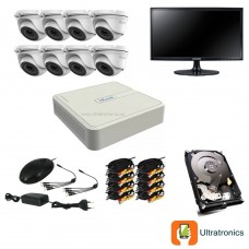HIKVISION CCTV Kit - 8 Channel CCTV DIY camera system - 8 Dome Cameras plus 500 GB Hard Drive and Monitor