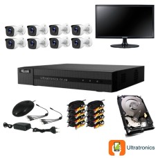 HIKVISION CCTV Kit - 8 Channel CCTV DIY camera system - 8 Bullet Cameras plus 500 GB Hard Drive and Monitor