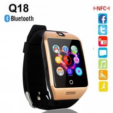 Q18 Smart Bluetooth Wristwatch - Facebook, Twitter, Sync SMS MP3 - Support Sim Card, TF Card - For IOS, Android Phone - Gold